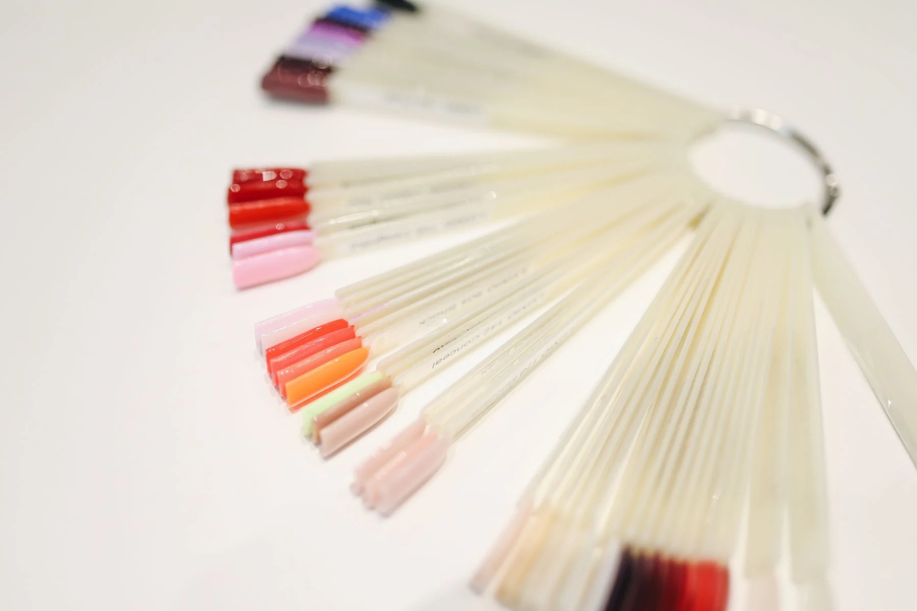 A selection of colorful nail polish samples